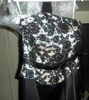 Grad Gown Prom dress black size 0 2 XS satin NWOT - Veil