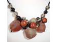 Red Agate and Glass Cluster Beads Necklace