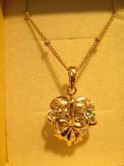 Crystal Heart & Bow Necklace NEW