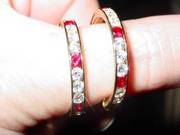 Large GOLD ruby and diamond earrings